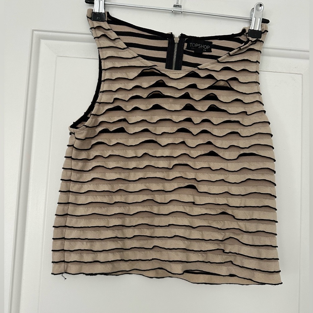 Ruffled two tone top shop cropped tank